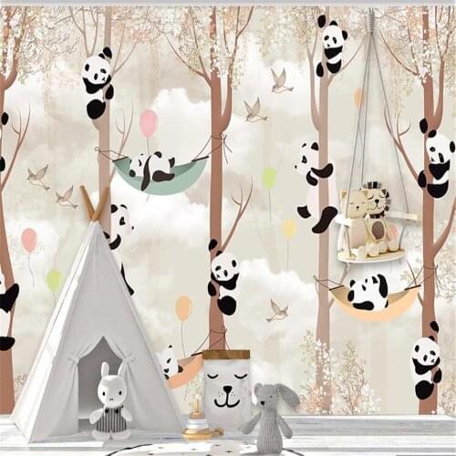 Milofi professional custom large wallpaper mural childrens room background wall cartoon panda background wall