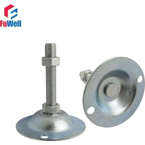 2pcs M16/M18/M20 Adjustable Foot Cups 100/120/150mm Length Iron Galvanized Articulated Feet 80mm Diameter Base Leveling Foot