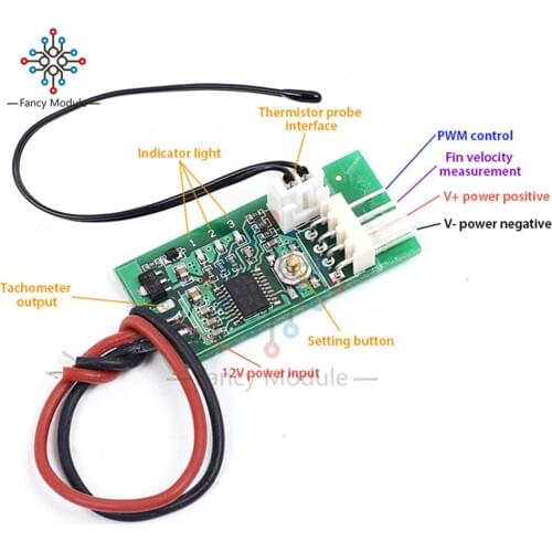 Diymore DC 12V PWM Temperature Detector Probe Controller 4-Wire Temperature Fan Speed Controller Governor for PC Fan STK IC