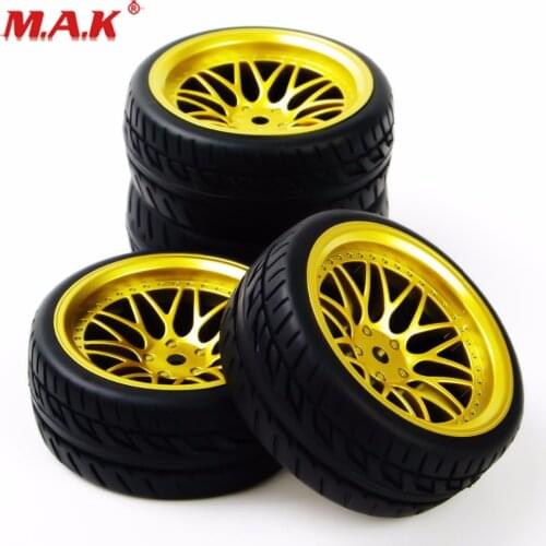 BBG PP0150 1:10 Scale Rubber Tires and Wheel Rims with Foam Insert and12mm Hex fit HSP HPI RC On Road Car Model Accessories