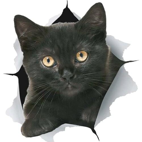 S50428# Various Sizes Personality PVC Decal Black Cat Waterproof Car Sticker on Motorcycle Laptop Decorative