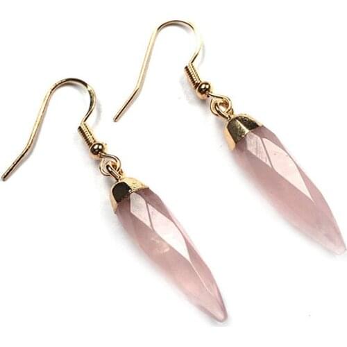 Natural Gemstones Quartz Geode Drusy Irregular Amethysts Crystal Dangle Earrings for Women