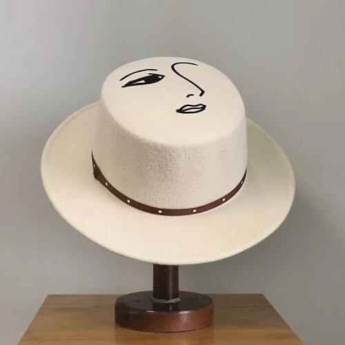 Japan Autumn Winter Wool Retro Designer Style Flat Top Hat For Women Wide Brim Fedora Gorras Para Mujer Felt Hat Chapeu Feminino