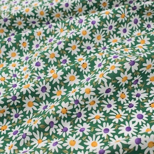 Green Small Flower Pure Cotton Fabric For Dress Платье Tissus Au MÈTre Telas Por Metro Sewing Ткань Для Шитья Vestidos Coton DIY