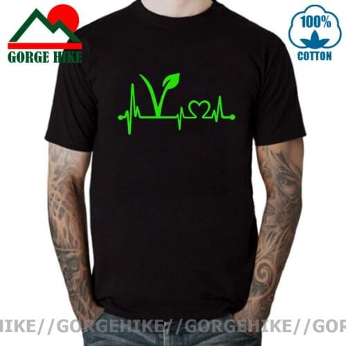 GorgeHike Funny Vegan Vegetarian Heartbeat Lifeline T Shirt HIPHOP T-Shirt Brand Cotton Men Clothing Male Loose T Shirt camiseta
