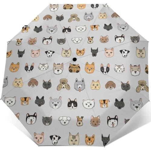 Cats And Dogs Animal Pattern Windproof Automatic Folding Inverted Umbrella Portable Paraguas for Man Woman