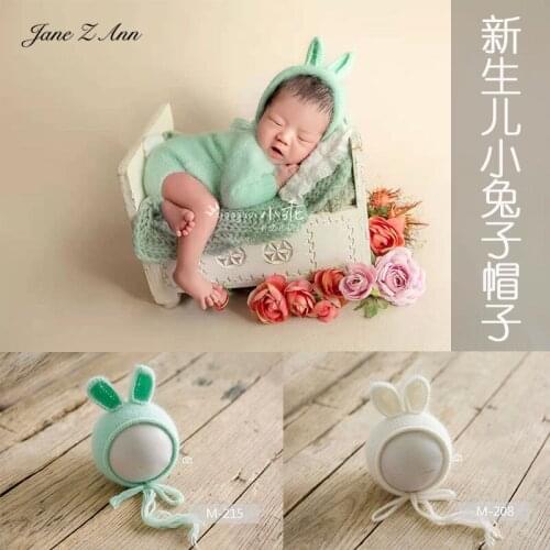 Handmade knitted Woolen hat bunny ears hat newborn baby child photo props headwear multi-colors