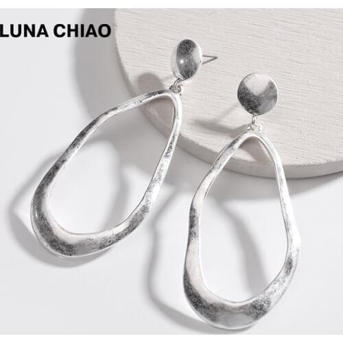 LUNA CHIAO 2018 Fashion Worn Gold Silver Plating Big Water Drop Brass Cooper Metal Statement Earrings for Women
