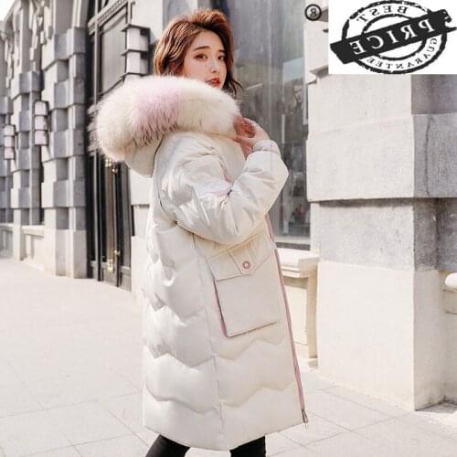 Winter Down Jacket Women Long Down Coat Female Thick Warm Clothes 2021 Ladies Real Raccoon Fur Hooded Coats Hiver 0003