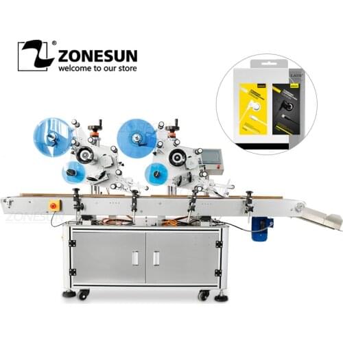 ZONESUN Double Labels Sticker Automatic Flat Surface Book Cover Box Labeling Machine For Production