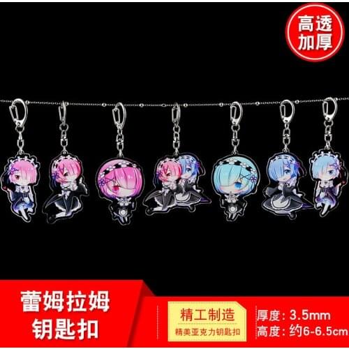1pc Anime Re:Life In A Different World From Zero Ram Rem Pendant Keyrings Keychains