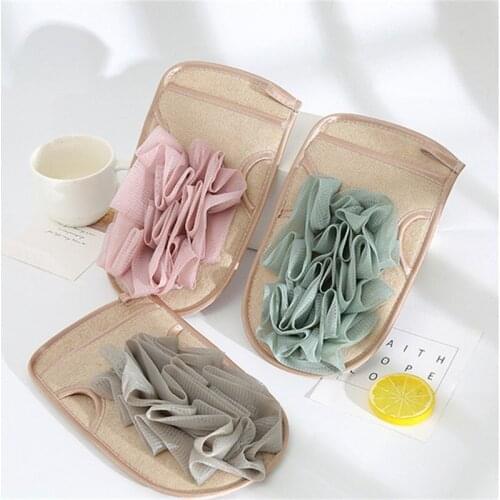 1pc Portable Bath Gloves Double Sides Body Scrubber Shower Exfoliating Sponge Body Cleaning Brush Massage Mesh Ball Bathing Tool