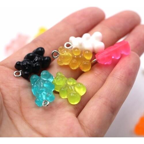 10pcs 22X11mm Cute Resin Gummy Bear Pendant Charms for Woman Girls Cartoon Jewelry Making Findings DIY Necklaces Wholesale