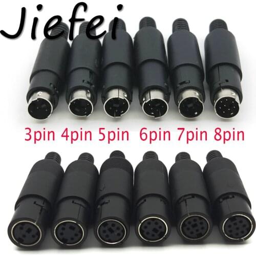10pcs Mini DIN Male or Female Plug 3pin 4pin 5pin 6pin 7pin 8pin Inline Audio AV Connector DIY Parts for Chassis Cable Mount