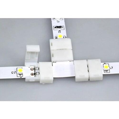 2 Pin Led Strip Connector 5-24V 10mm Wide PCB L T X Shape Connection Adapter For 5050 RGB LED Strip Light Corner Adapter Clips