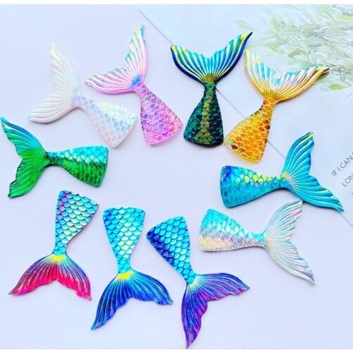20Pcs Resin Lovely Shiny Fish Tail With Color Plating Flatback Cabochon Scrapbook Kawaii DIY Embellishments Accessories C95