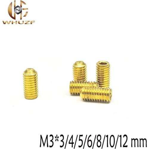 50pcs M3*3/4/5/6/8/10/12 mm screw brass set screws Concave hex socket Chimi screwsheadless Top wire machine screw