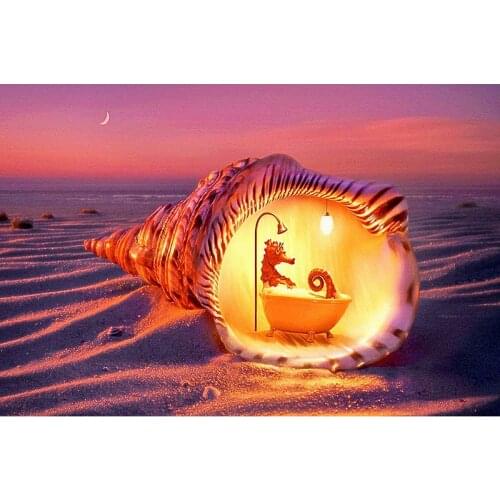 3d Diamond Embroidery Beach 5d Diy Diamond Painting Full Drill Round or square Cartoon Home Decoration Diamond Mosaic Shell