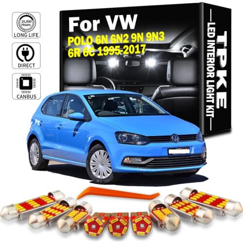 TPKE White Auto LED Interior Map Dome Trunk Light Kit For Volkswagen VW POLO 6N 6N2 9N 9N3 6R 6C 1995-2017 Canbus Car Lighting