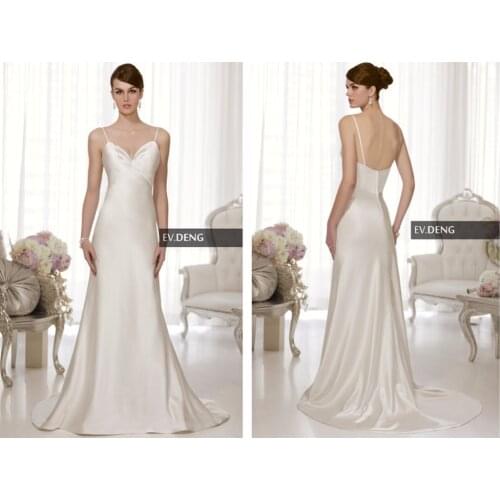 Free shipping sexy backless wedding dress 2015 hot sale custom-made simplicity vestido de noiva casamento cheap Bridal gown