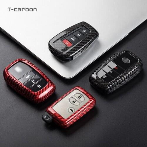 Carbon Fiber Key Case Cover For Toyota Prius Camry Corolla C-HR CHR RAV4 Prado Avalon Highlander Crown Fortuner Land Cruiser