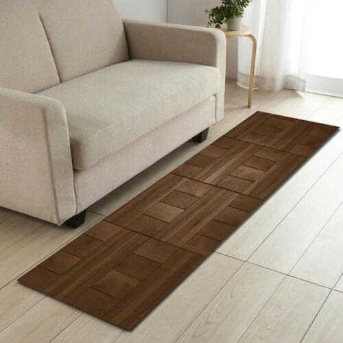 Wood Style Long Anti-slip Kitchen Mat Absorbent Living Room Carpet Entrance Doormat Bedroom Bath Hallway Rug