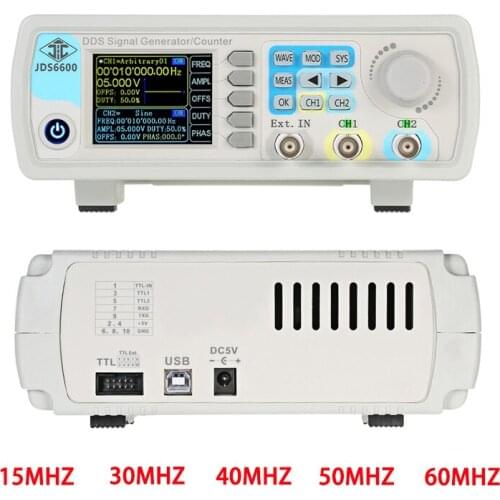 JDS6600 60MHz Digital Control Dual Channel Function Arbitrary Waveform Signal Generator Pulse Source Frequency Meter