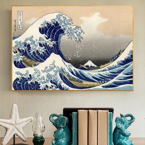 The Great Wave off Kanagawa Canvas Painting Poster and Print Japanese Famous Wall Art Picture Cuadros Home Decoration Room Decor