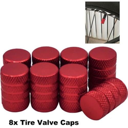 Mayitr 8pcs Red Aluminum Car Motorcycle Tire Wheel Rims Stem Air Valve Caps Tyre Cover For Auto Truck Scooter