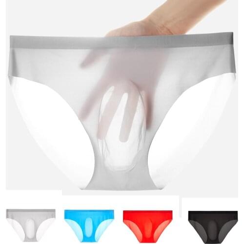 Mens Underwear Men Sexy Briefs One-Piece 3d Panties Seamless Ice Silk Briefs Underpants Breathable Briefs Mens Panties