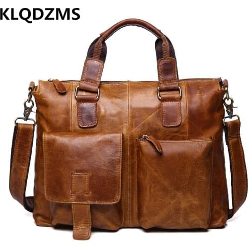KLQDZMS Man Briefcase Casual Fashion Computer Backpack Retro Business Laptop-Bag Women Travel Handbag Classic Style Hot Sell