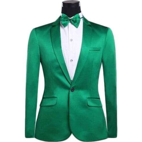 Fad Latest Coat Pant Design Green Satin Men Suit Slim Fit 2 Piece Groom Tuxedo Wedding Suits Custom Prom Blazer Terno Masculino