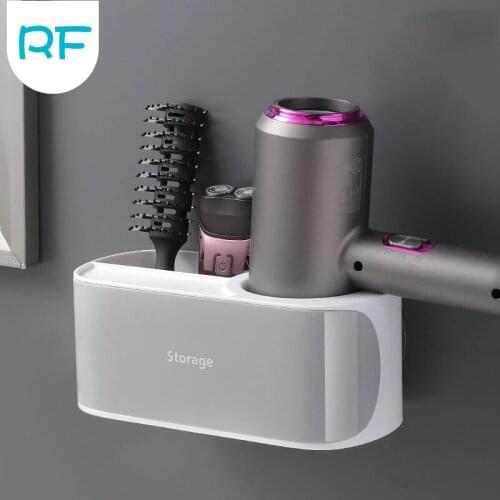 New Wall-Mounted Storage Racks No Trace Stickers Creative Suction Cup Hair Dryer Holder Comb Rack Stand Bathroom Supplies 1Pcs