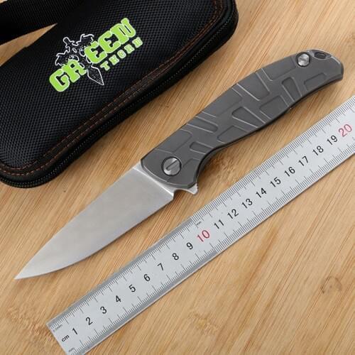 Green thorn 95t D2 blade TC4 titanium handle bearing outdoor camping hunting knife practical fruit knife EDC tool