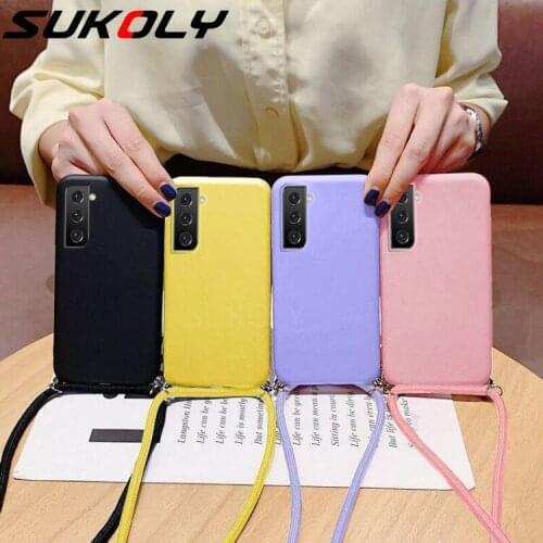 For Samsung S21 Plus Case Original Liquid Silicone Crossbody Lanyard Case For Samsung S20 FE S21 Ultra S21 Neck Strap Rope Cover