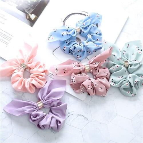 Fashion Girl Bowknot Rubber Hair Rope Headwear Women Floral Ponytail Holder Bows Hair Band Hair Scrunchie Hair Accessories