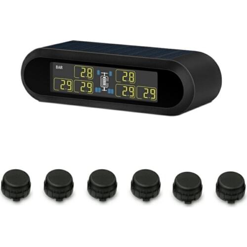 Wireless Solar Power TPMS Tire Pressure Monitoring System RV Truck TPMS 6 Sensors for Car RV Truck Tow Motorhome
