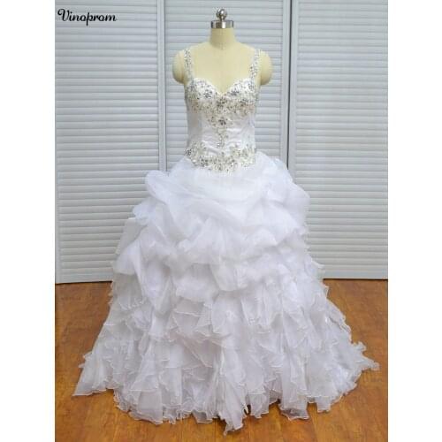 Spaghetti Straps Bridal Gown vestidos de noiva Ball Gown Women Bridal Gown Appliques Beaded Wedding Dress for Brides