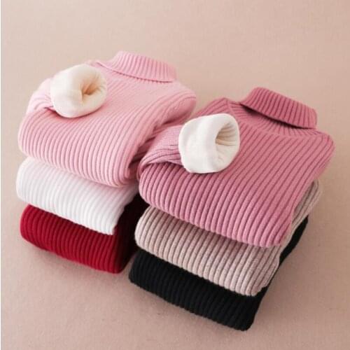 Christmas Warm Winter Long Sleeve Boys Girls Turtleneck Sweater Baby Toddler Tops School Kids Pullover Sweaters Children Clothes