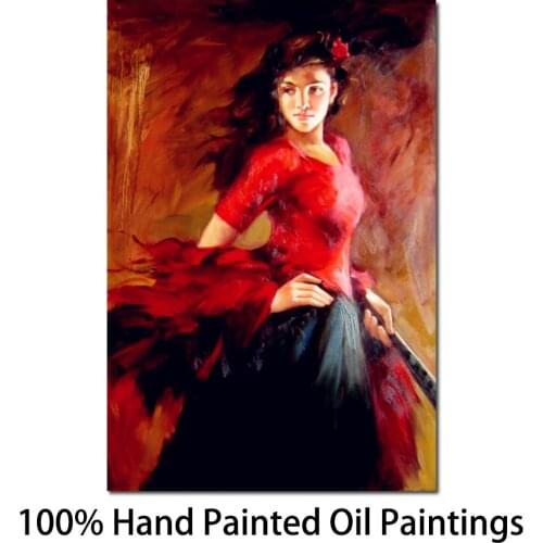 Spanish Dancer oil painting Modern impressionist Art Flamenco Dancing Picture for living room Handmade High quality