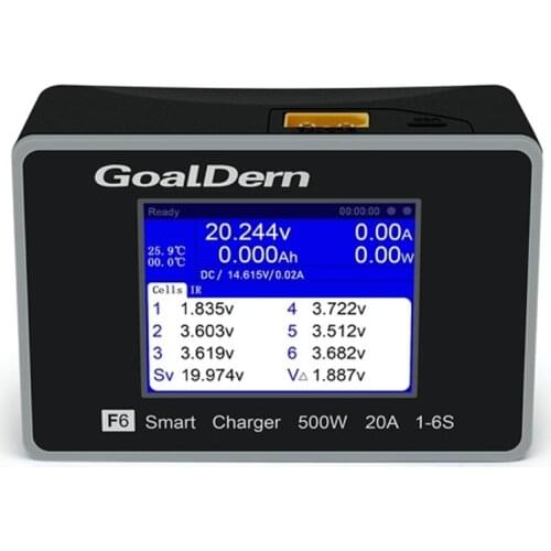 GoalDern F6 500W 20A Smart Battery Balance Charger Discharger for LiFe Lilon LiPo LiHv NiMh NiCd Pb Over Current Vol Protection