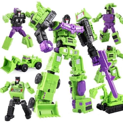WEI JIANG NBK 6 in 1 Devastator Robot Transformation Toys Cool Anime G1 KO DX9 Action Figure Engineering Model Boy Kids Toy gift