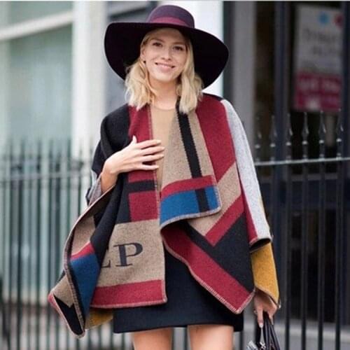 Womens Shawl Plaid Scarf Women Wide Lattice Color Block Cashmere Scarves 2020 Autumn Winter Long Shawl Wrap Blanket Warm Tippet