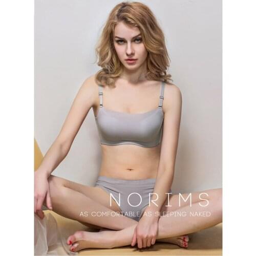 Women soft breathable push up gather bra ice silk seamless lingerie tube top thin wire free lace bra female section received