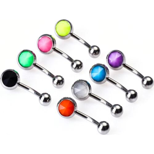 New Arrive Belly Bar Button Ring Navel Candy Spring 316L Stainless Steel Body Piercing Jewelry For Women Girl 14G Mixed Colors