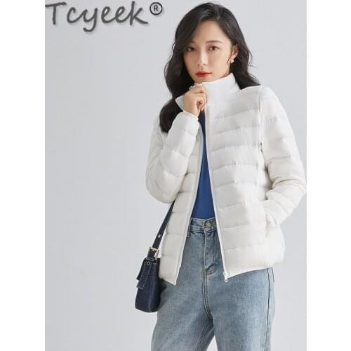 Tcyeek 90% White Duck Down Coat Women Short Light Puffer Jacket Plus Size 4xl Ladies Casual Clothes Famale Abrigo Mujer SQQ545