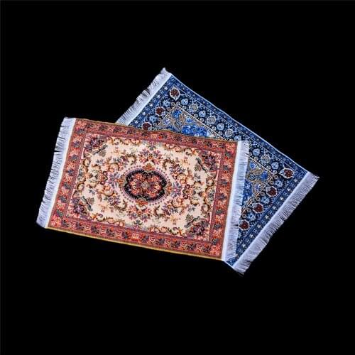 1:12 Dollhouse Miniature Embroidered Carpet Woven Floral Rug Floor Coverings Gifts Decoration Craft Figurines Toys 10*15cm