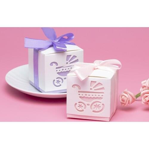 10pcs baby cart Shaped Christmas Box Gift Bag Pearl paper Candy Box Merry Christmas Party Gift Box Packaging Home Decoration
