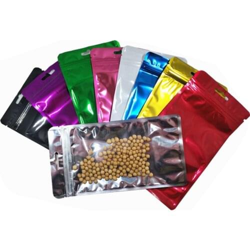 100Pcs Clear Mylar Foil Zip Lock Bag with Hang Hole Self Grip Seal Tear Notch Resealable Food Snack Phone Case Packaging Pouches
