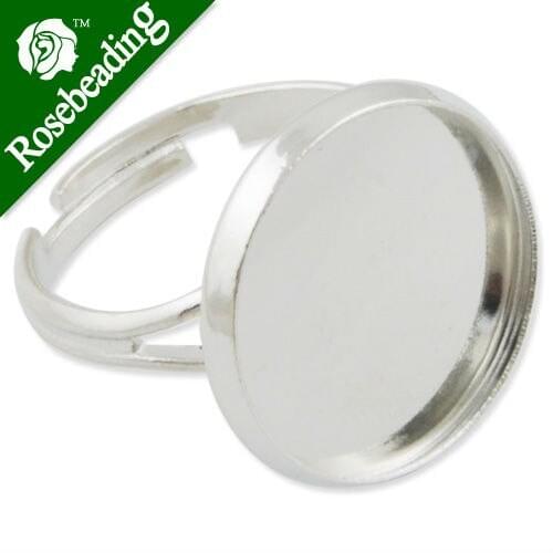 16MM Round Adjustable Shallow bottom Imitation Rhodium plated Ring Base Setting,fit 16mm glass,ring blanks,Sold 50PCS Per Pkg